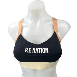 P.E Nation Pivot Black Scoop Neck Cross Back Strap Sports Bra Crop Tank Top M